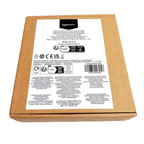 Amazon Basics Cat 6 Gigabit Ethernet Patch Black Cable RJ45 1000Mhz Copper 50 Ft - Picture 1 of 6